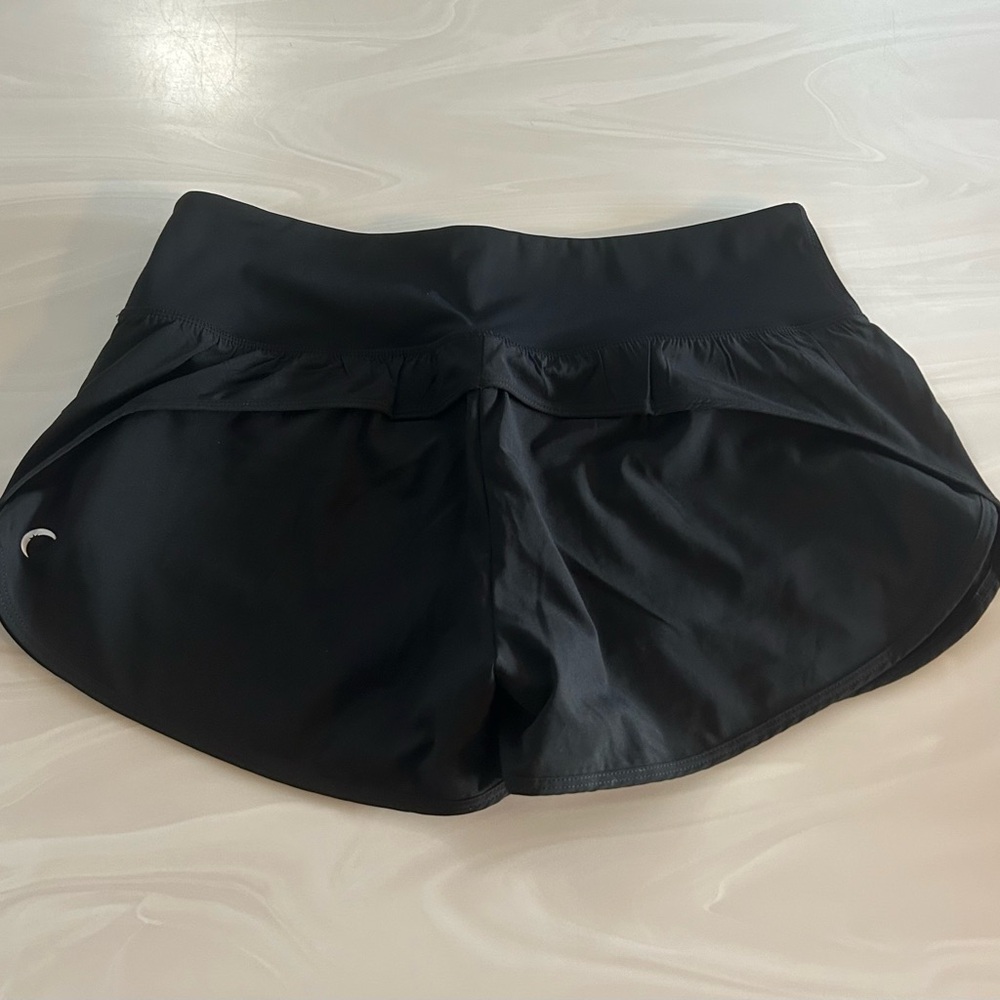 Active USA Black Women's Athletic Shorts with Curved Hem
